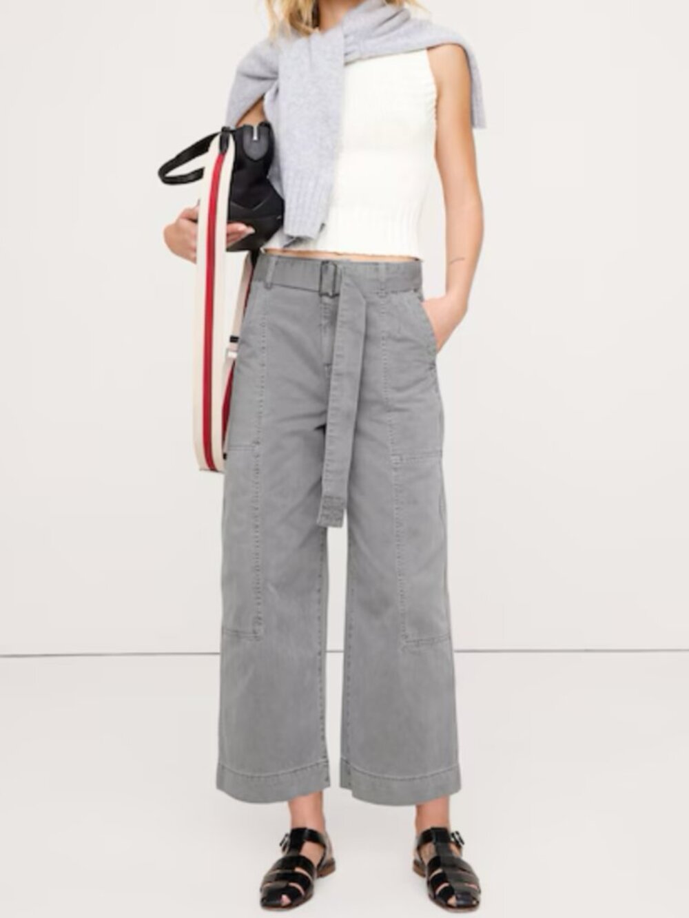 Banana Republic High-Rise Wide-Leg Utility Crop Pant, Size 8